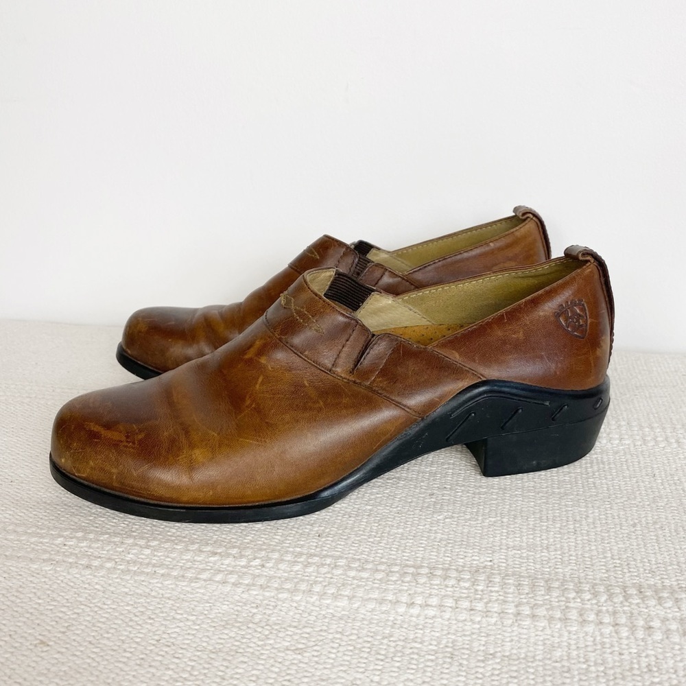 ARIAT Western Paddock leather clogs in Brown Womens size 7.5